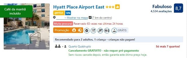 Cancelamento gratuito no hotel