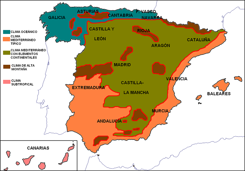 Gráfico del tiempo en España