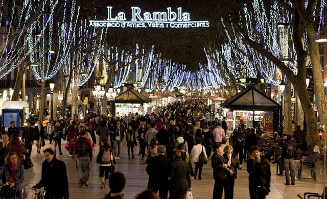 Las Ramblas durante o Natal