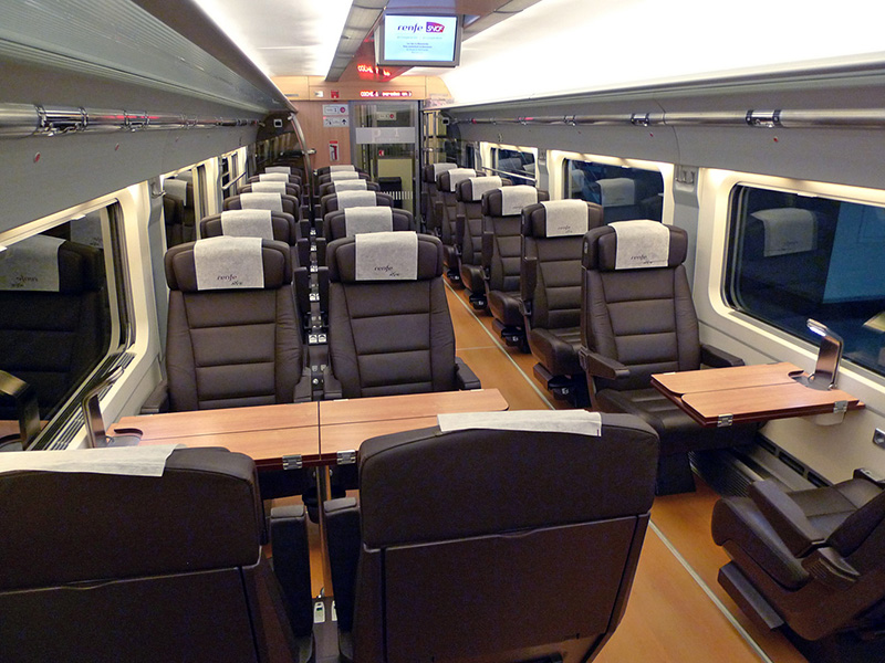 Interior trens RENFE na Espanha