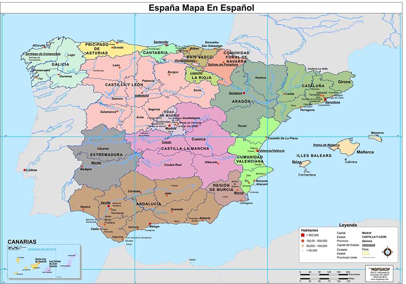 Mapa de regiões da Espanha