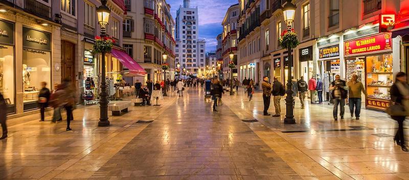 Centro de Málaga à noite