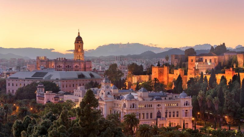 Vista de Málaga - centro no outono