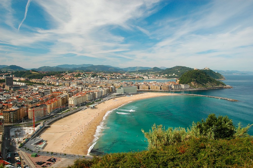 Praia de Zurriola em San Sebastián